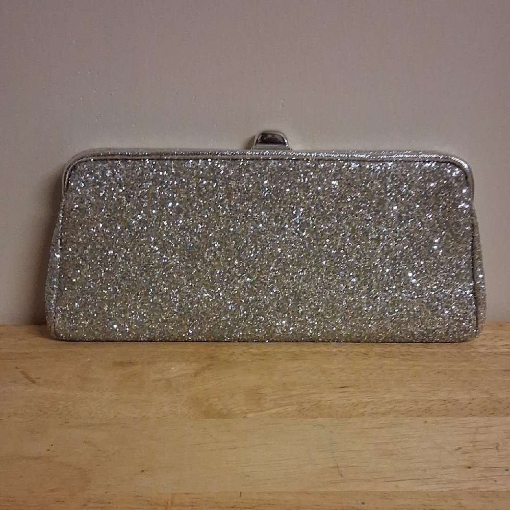 Silver Glitter Evening Clutch Bag